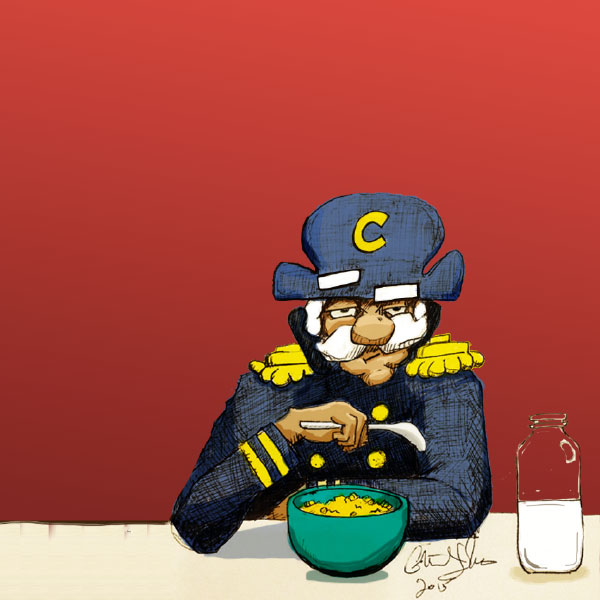 Cap'n'Cunch eating cereal illustration